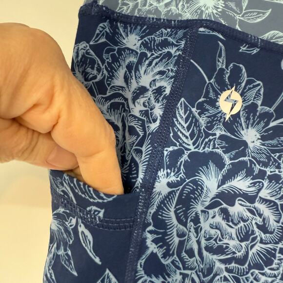 NWT PopFlex Crisscross Hourglass Leggings Women's Size XS Blue Floral High Rise - Picture 8 of 9